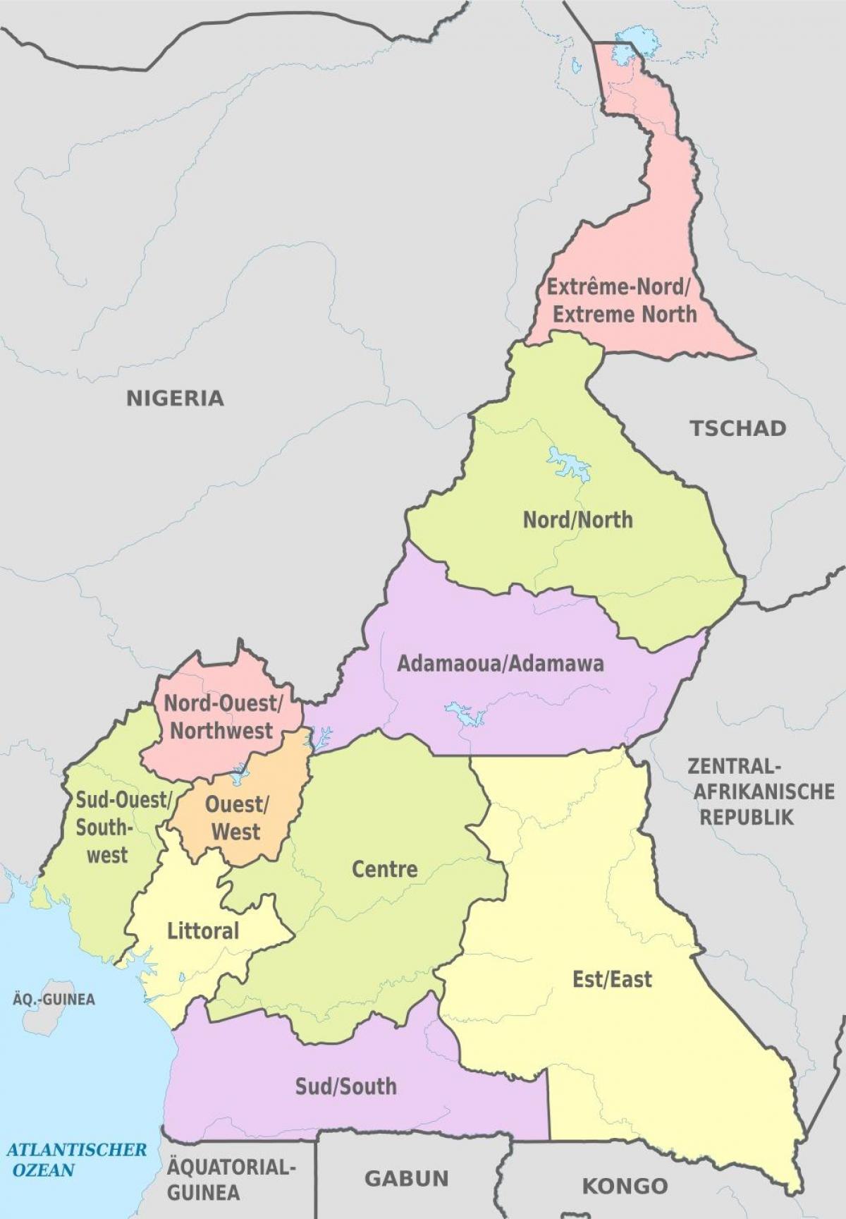 Map of administrative Cameroon