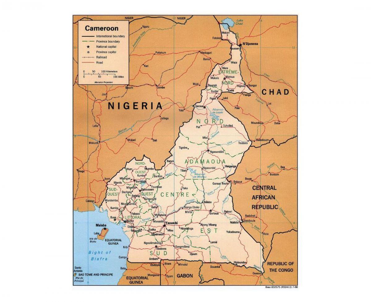 Map of southern Cameroon