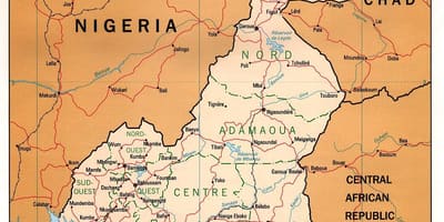 Physical map of Cameroon